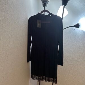 Elegant Black Velvet Lace Dress by Haute Rogue